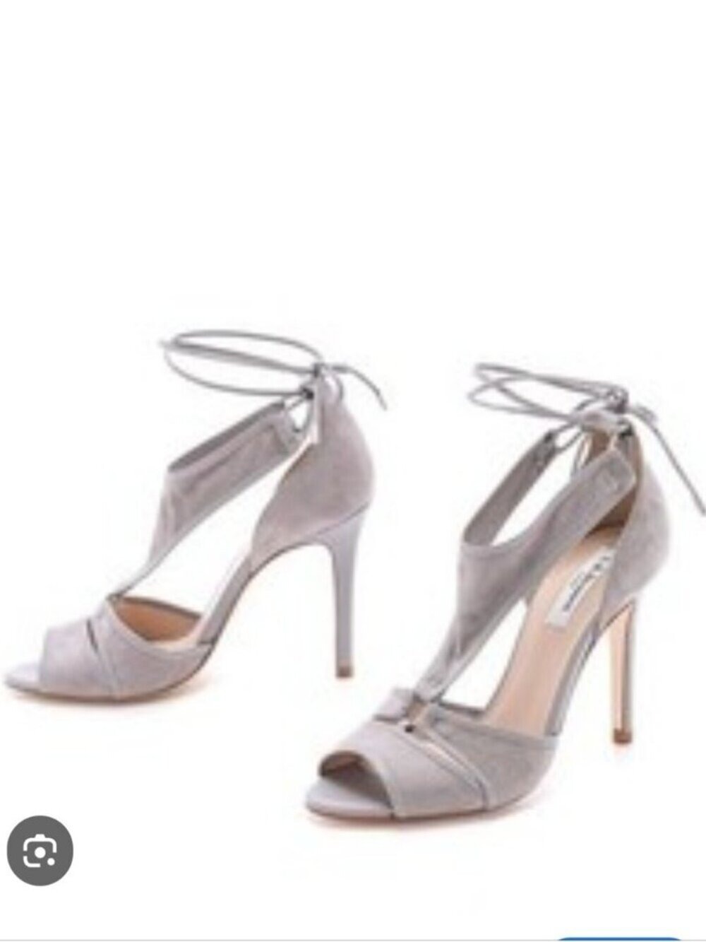 L.K. BENNETT | Giselle Gray Suede Tie-Up Heels open-toe Sz 37